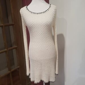 Revolve NBD Cream Long Sleeve Knit Dress/swim coverup nwot